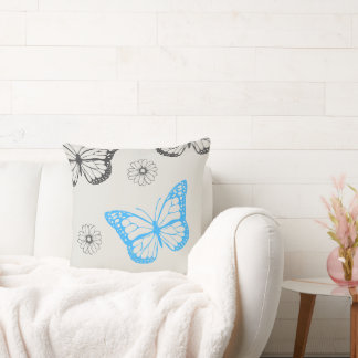 Beige Floral Butterfly Pattern Bookmark Throw Pillow