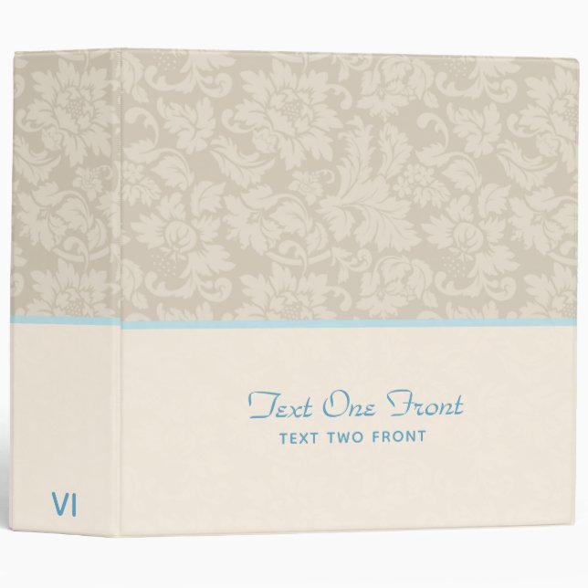 Beige Floral Damask Binder (Front/Spine)