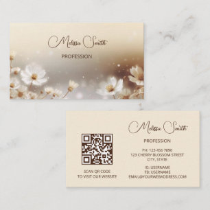 Beige Floral Dreamy Business Card