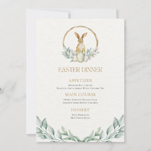 Beige Floral Easter Dinner Menu Card