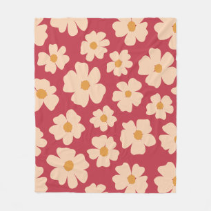 Beige Floral  Fleece Blanket