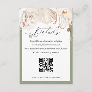 Beige floral garden wedding QR code detail card