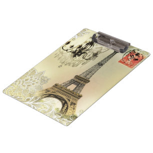 beige floral lace chandelier paris eiffel tower clipboard