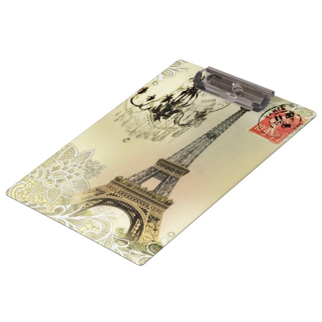 beige floral lace chandelier paris eiffel tower clipboard (Angled)