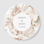 Beige floral personalized garden wedding magnet<br><div class="desc">Beige floral personalized garden wedding magnet</div>