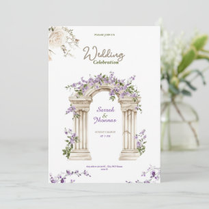 beige Floral wedding arch invitation minimalist