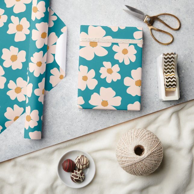 Beige Floral Wrapping Paper (Crafts)