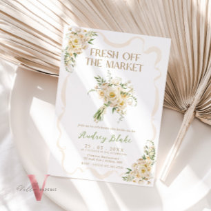 Beige Flower Off the Market Bridal Shower Invite