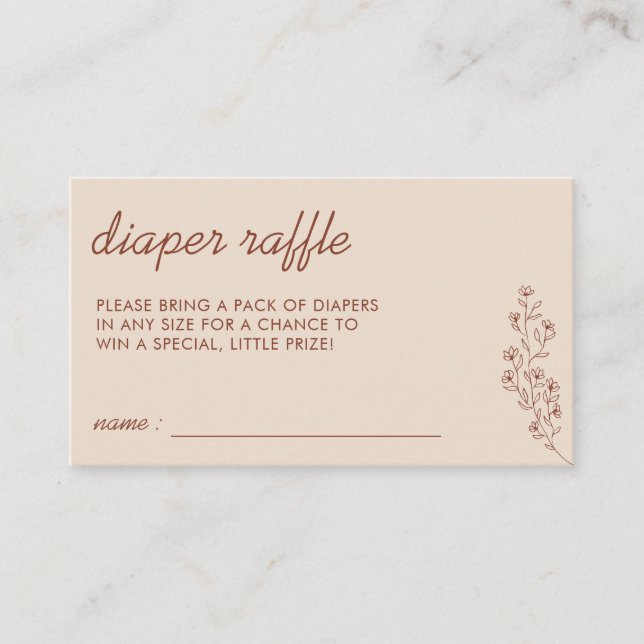 Beige Flower Summer Fall Raffle for Diaper Enclosure Card (Front)