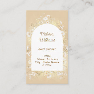 beige flowers frame business card