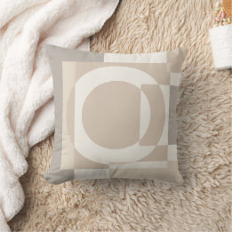 Beige Geometric Blocks Minimalist Home Decor Throw Pillow