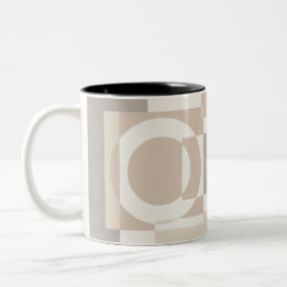 Beige Geometric Blocks Minimalist Two-Tone Coffee Mug