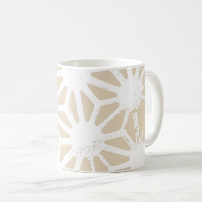 Beige geometric pattern coffee mug (Front Right)