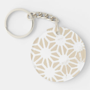 Beige geometric pattern keychain