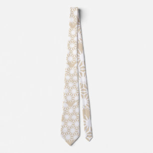 Beige geometric pattern tie