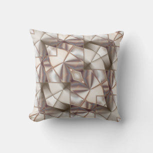 Beige gigantic silky flower, virtual weird drawing throw pillow