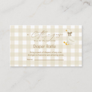 Beige Gingham Little Goose Diaper Raffle  Enclosure Card