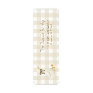 Beige Gingham Little Goose Return Address