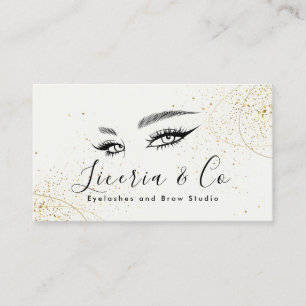 Beige Gold Aesthetic Lash and Brow Studio Business Business Card