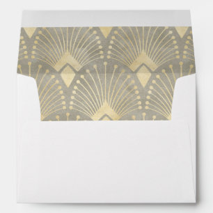 Beige gold,Art Deco pattern,vintage,retro,chic, mo Envelope