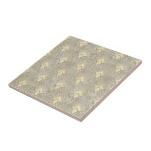 Beige gold,Art Deco pattern,vintage,retro,chic, mo Tile