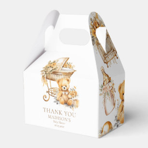 Beige & Gold Baby Shower Custom Bassinet Favor Box
