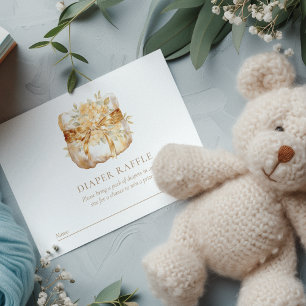 Beige & Gold Baby Shower Diaper raffle Enclosure Card