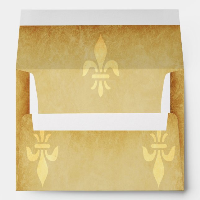 Beige gold de luxe French style fleur de lis Envelopes (Back (Bottom))