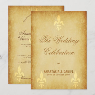 Beige gold de luxe French style fleur de lis Invitation