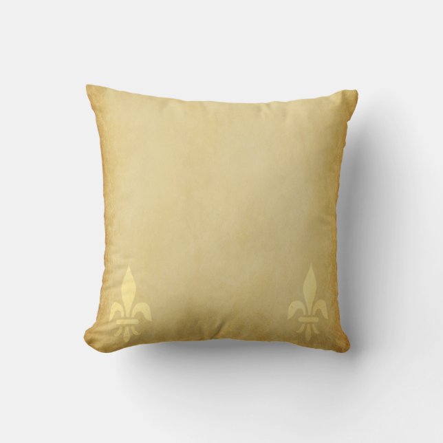 Beige gold de luxe French style fleur de lis Throw Pillow (Front)