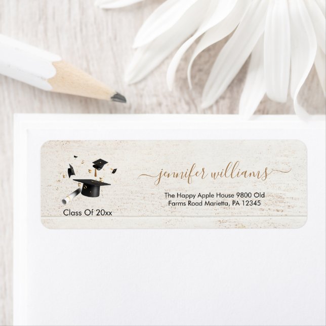 Beige Gold Double Graduation Return Address (Insitu)