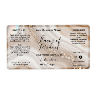 Beige Gold Essential Oil Bottle Label