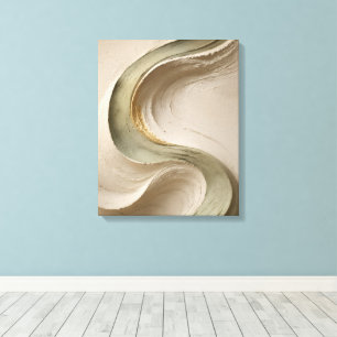 Beige & Gold Flowing Texture Japandi Art Canvas Print