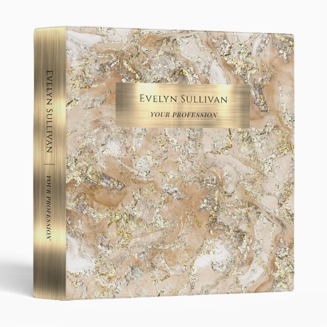 Beige Gold Fluid Marble Binder (Front/Spine)