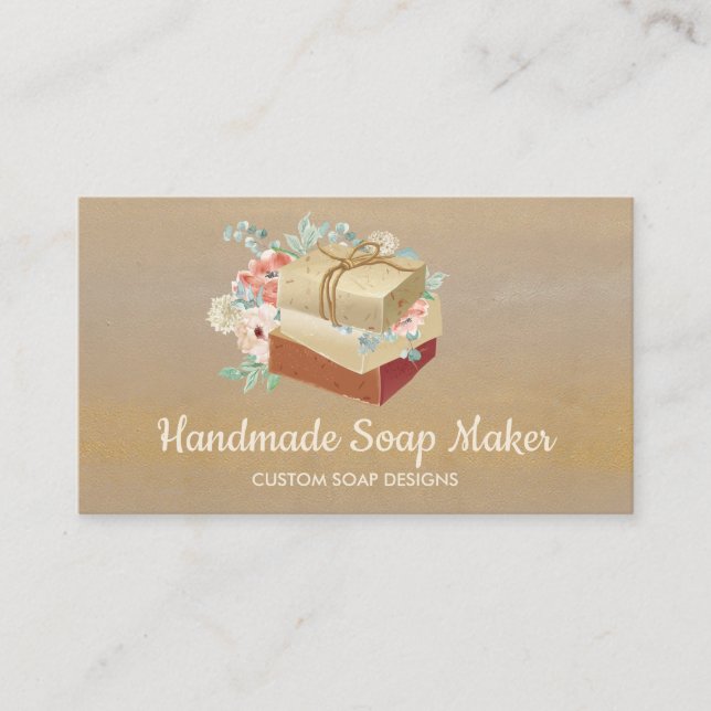 Beige Gold Handmade Bath Bomb Soap Maker Business Card (Front)