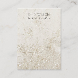 Beige Gold Marble Glitter 4 Stud Earring Display Business Card