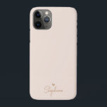 Beige Gold Minimal Heart Personalized Gift Name iPhone 11 Pro Case<br><div class="desc">This custom boho phone case design features a cute heart and name text with neutral colours. Make one of a kind phone case with your initial / name. It is a cool, unique personalized gift for someone special or for yourself. If you want to change the fonts or position, click...</div>