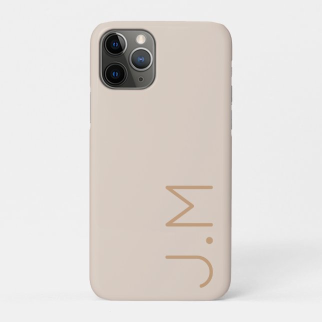 Beige Gold Minimal Personalized Initial Monogram Case-Mate iPhone Case (Back)