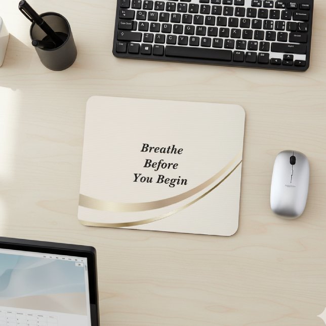 Beige Gold Minimalist Quote  Mouse Pad (Creator Uploaded)