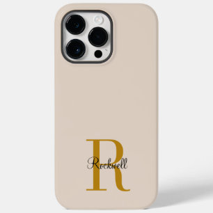 Beige Gold Monogram Name Initial Case-Mate iPhone 14 Pro Max Case