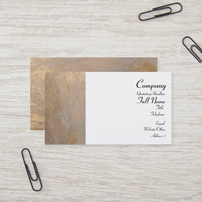 Beige Gold Plaster Business Cards (Front/Back In Situ)