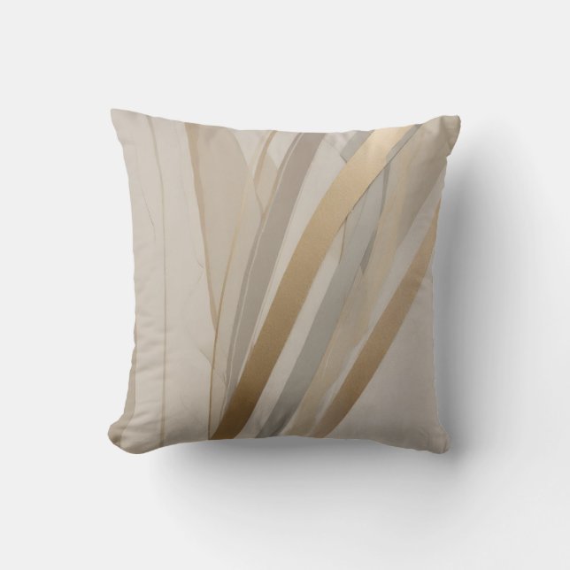 Beige Gold Tan Grey Abstract Throw Pillow (Front)