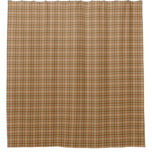 Beige Gray Red Tartan Rustic Shower Curtain (Front)