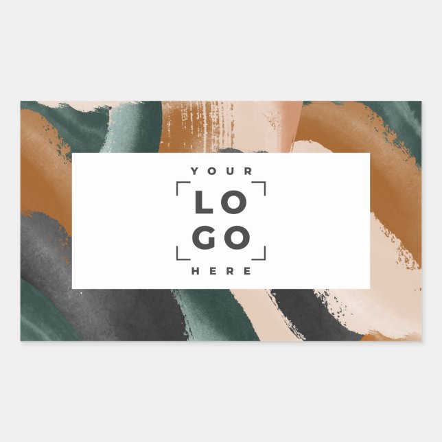 Beige, green abstract painted minimal modern  sticker (Front)