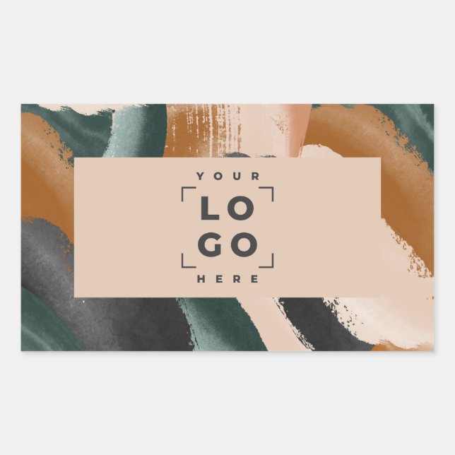 Beige, green abstract painted minimal modern  sticker (Front)