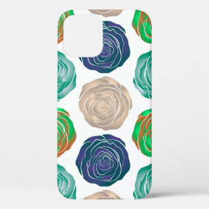 Beige,  green and violet floral seamless pattern.  iPhone 12 case