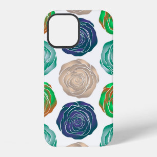 Beige,  green and violet floral seamless pattern.  iPhone 12 case
