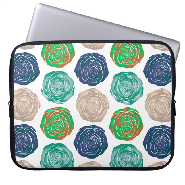 Beige,  green and violet floral seamless pattern.  laptop sleeve (Front)