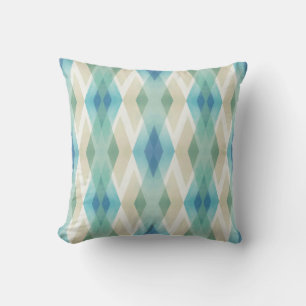 Beige Green Blue White Teal Rhombuses Pattern  Throw Pillow