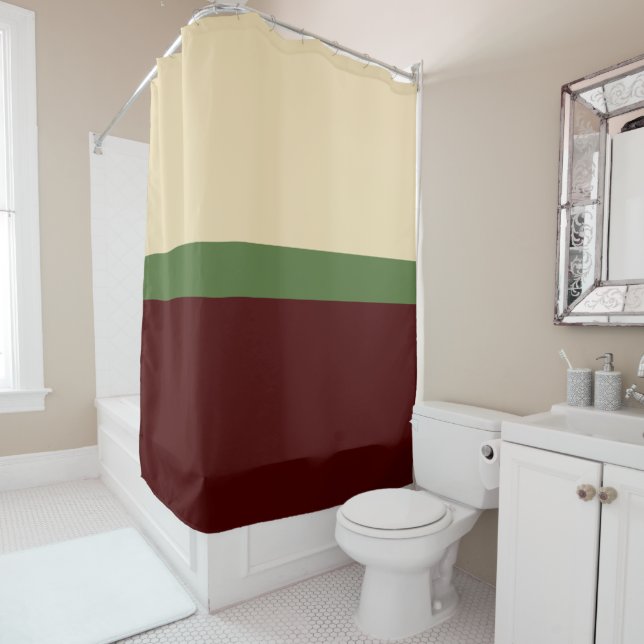 Beige, Green, Burgundy Colorblock Stripes (In Situ)